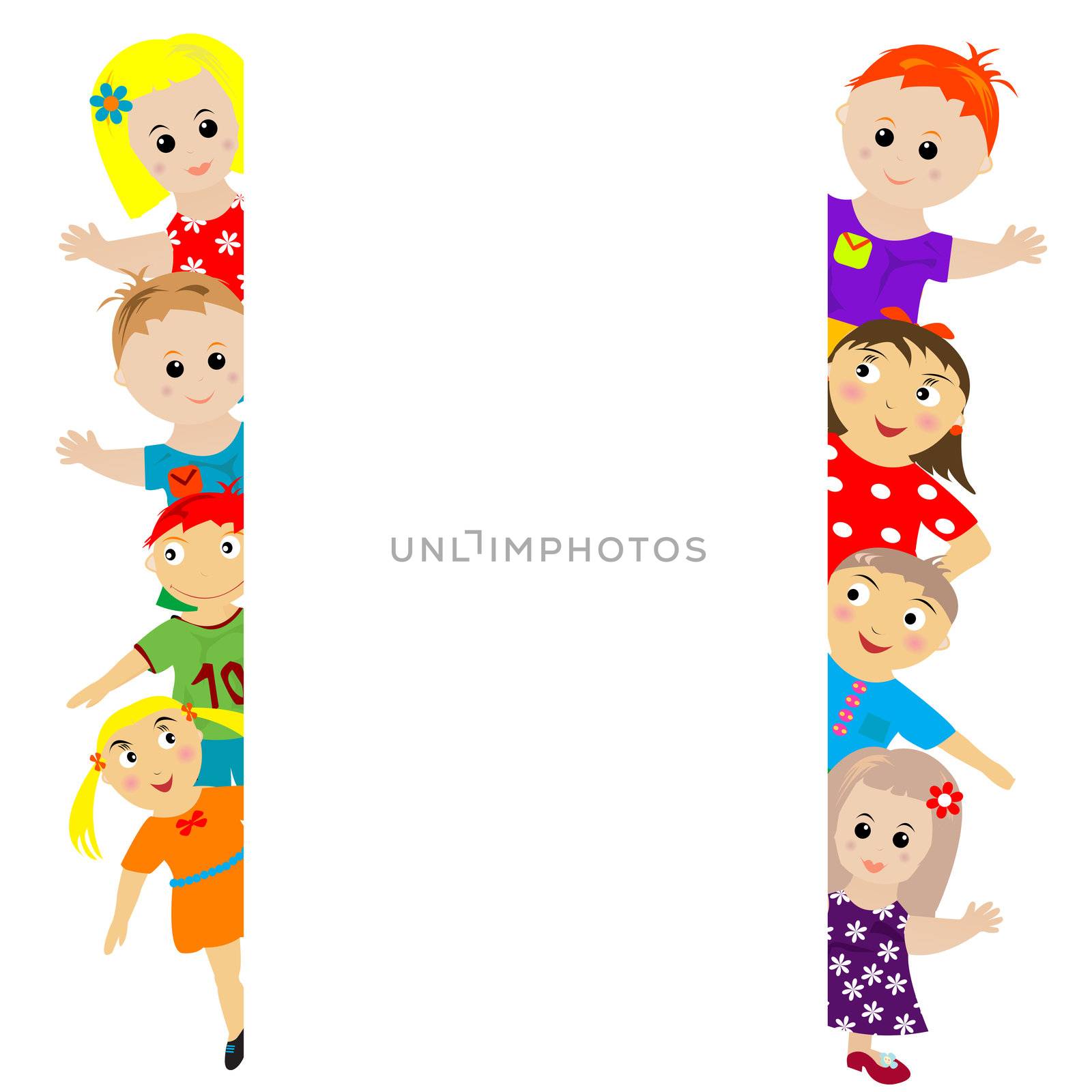 Banner with stylized kids around by hibrida13