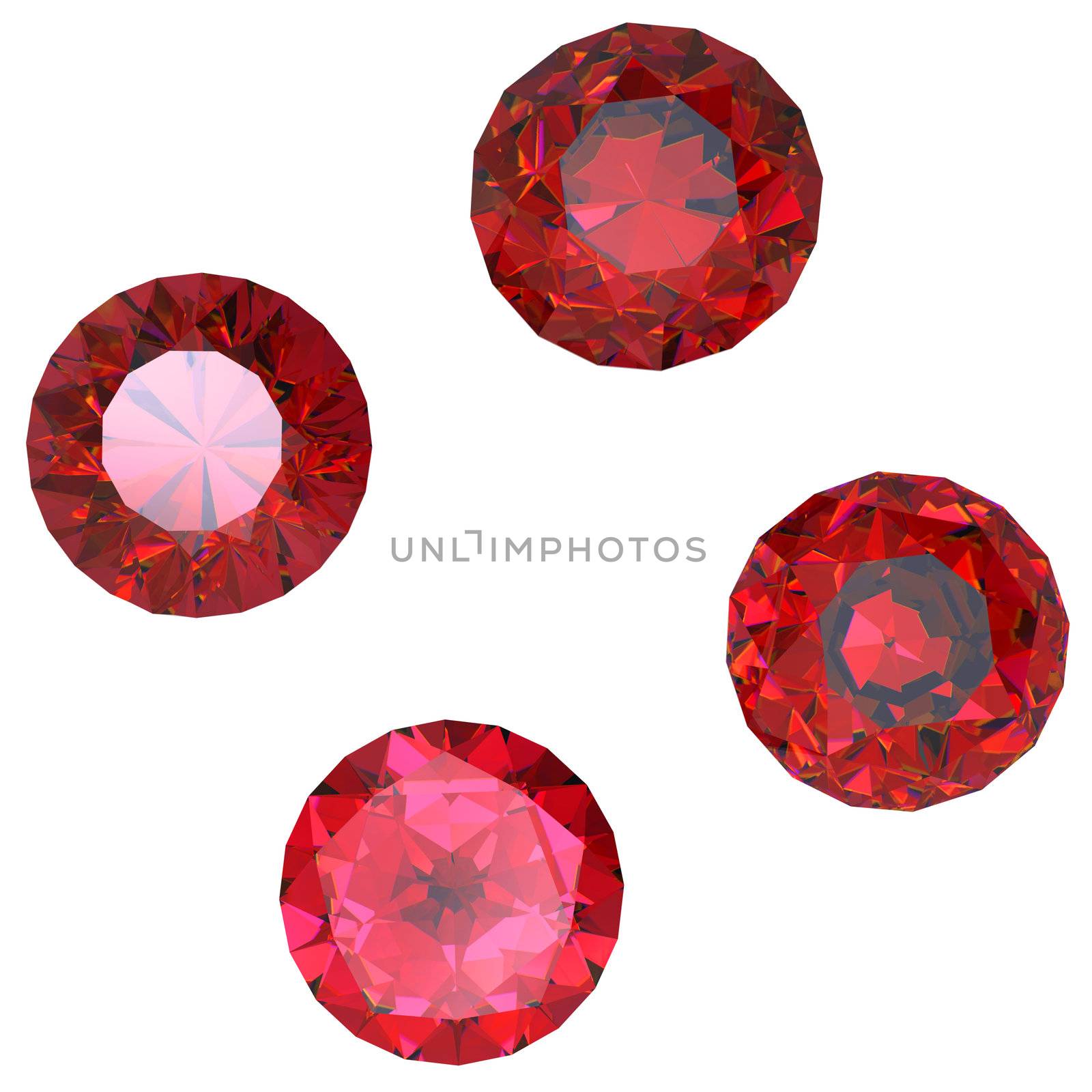 Round garnet isolated on white background. Gemstone