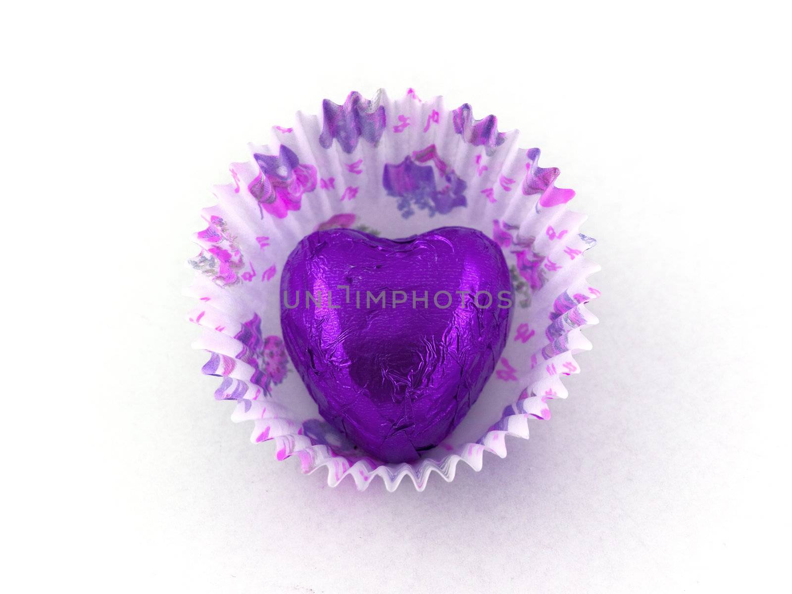 Purple Heart Chocolate in Paper Cake Case by bobbigmac