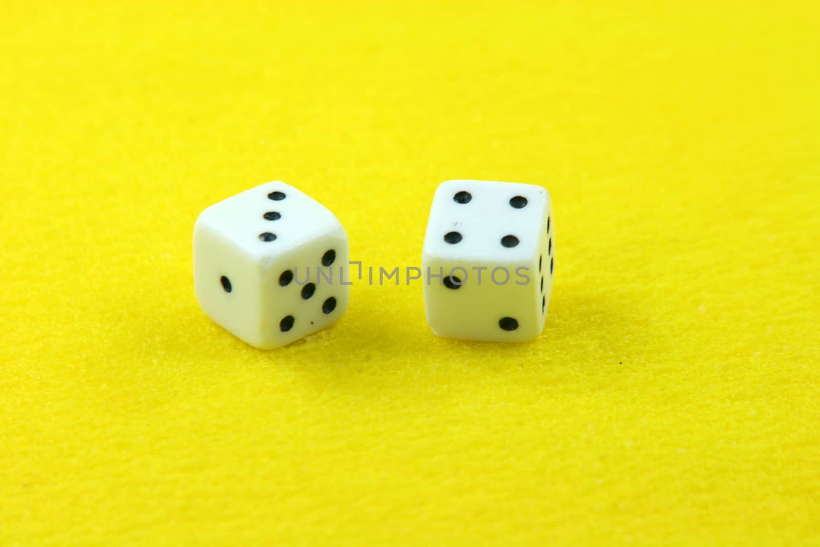 seven in dices detail lucky concept in yellow background