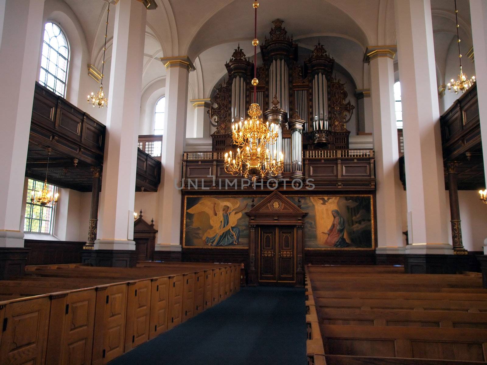 Alter and pipes organ in a church       