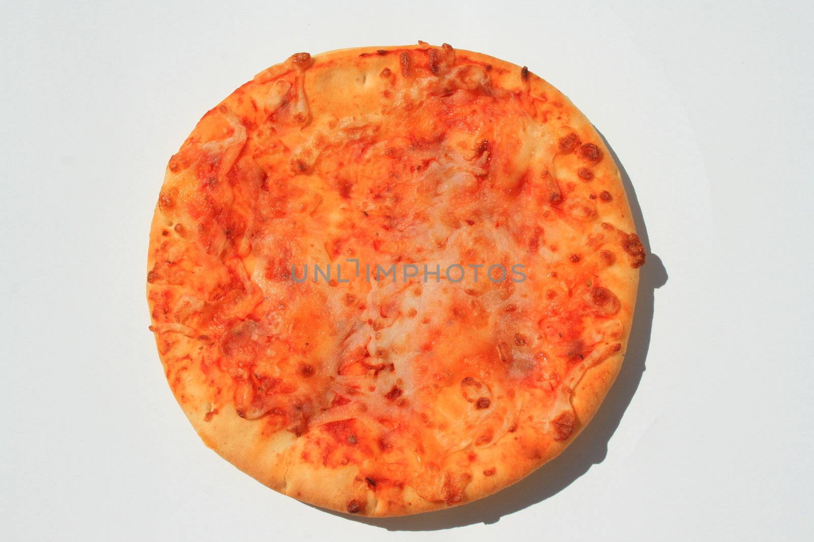 Close up of a mini cheese pizza.
