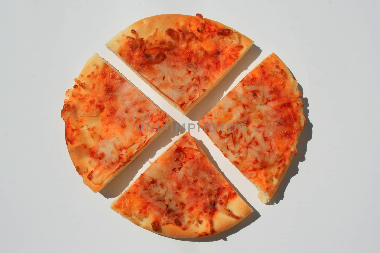 Close up of a mini cheese pizza slices.
