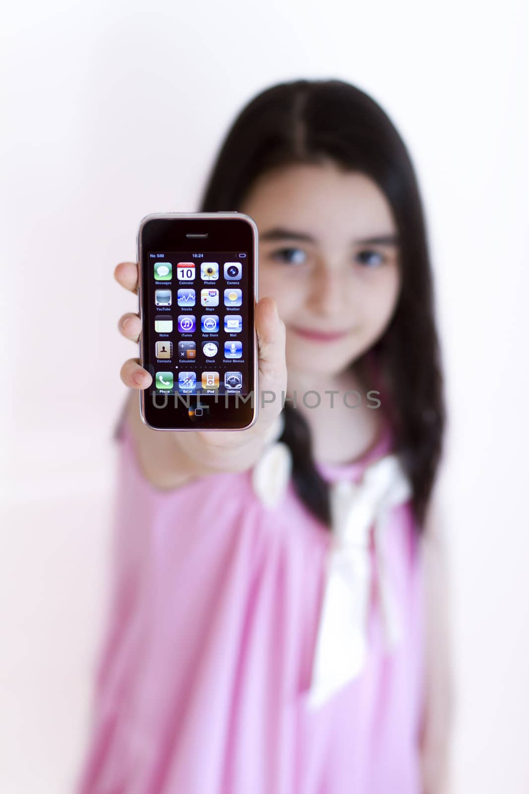 Galati, Romania - April 10, 2011: Apple IPhone 3s, the third generation smart phone displaying the home screen with applications