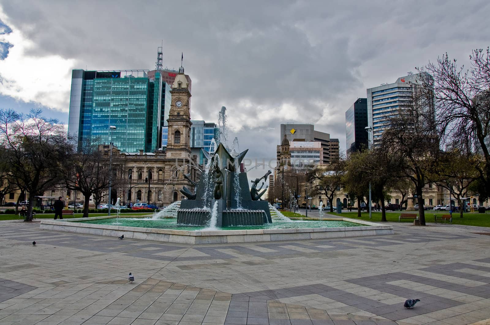 square with fountain in Adelaide, Australia