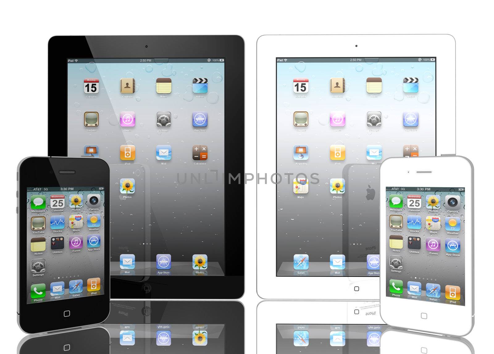 Apple iPad 2 and iPhone 4s black and white