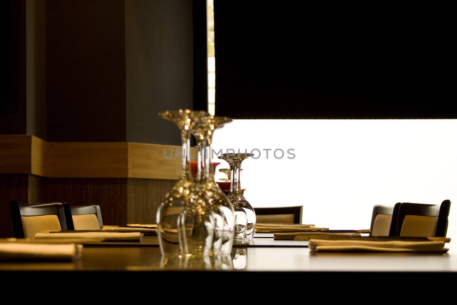 Vine glasses on Restaurant table