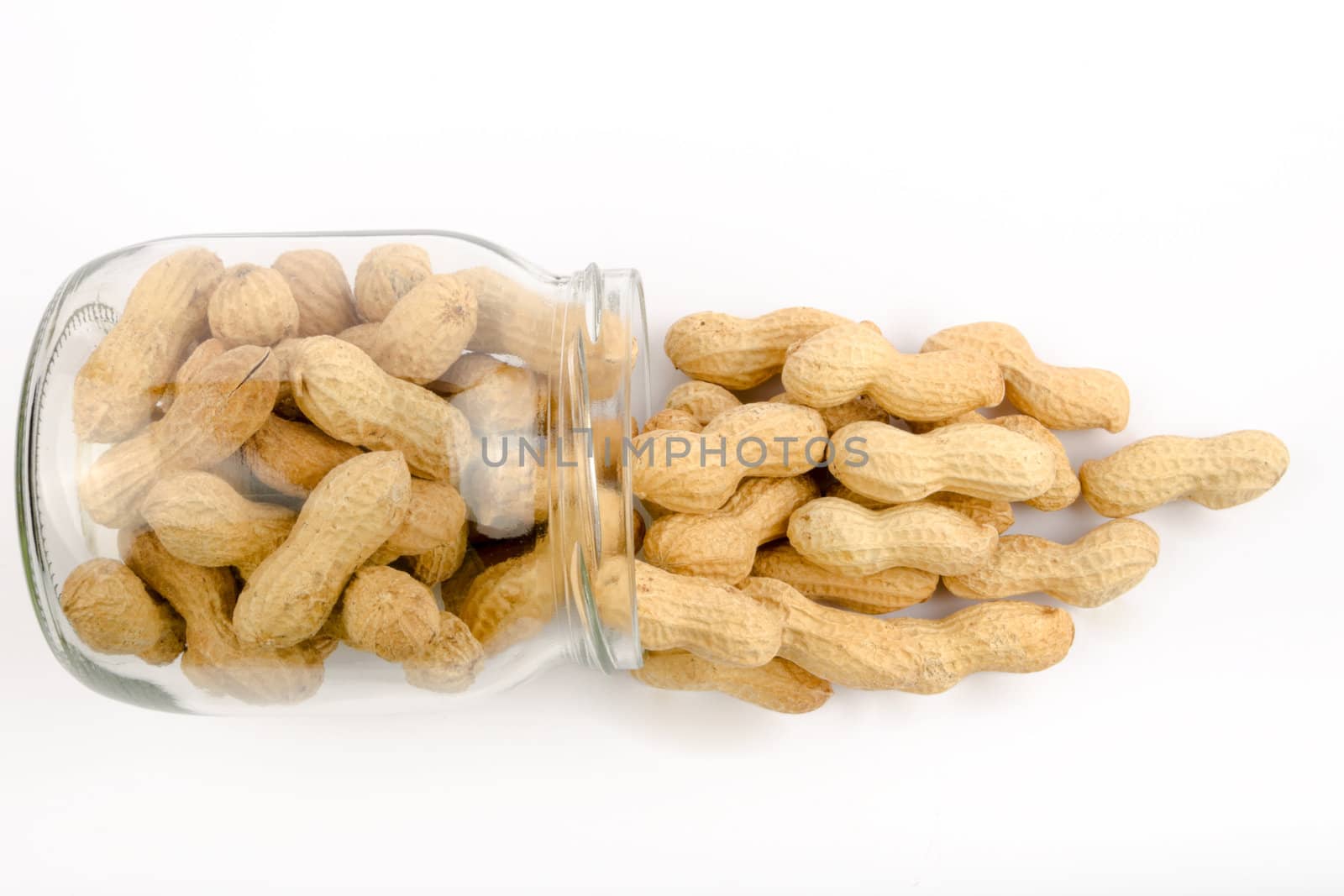 A jar of roasted peanuts in shell