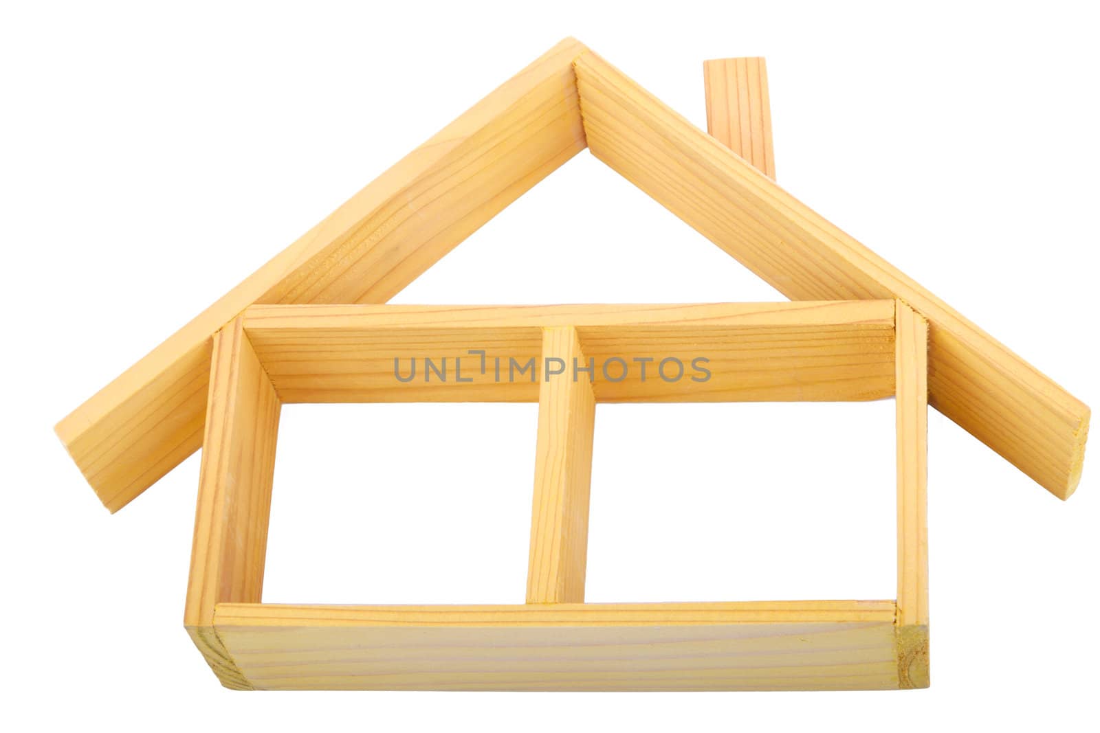 Tilted view of an isolated wooden house