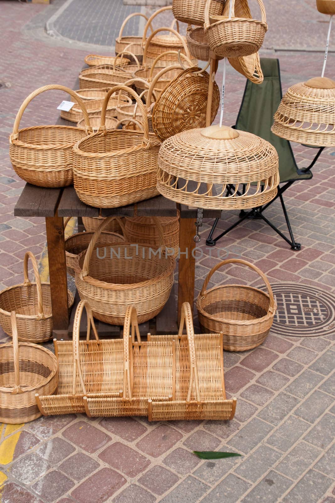 Handmade Wicker items on the street sale