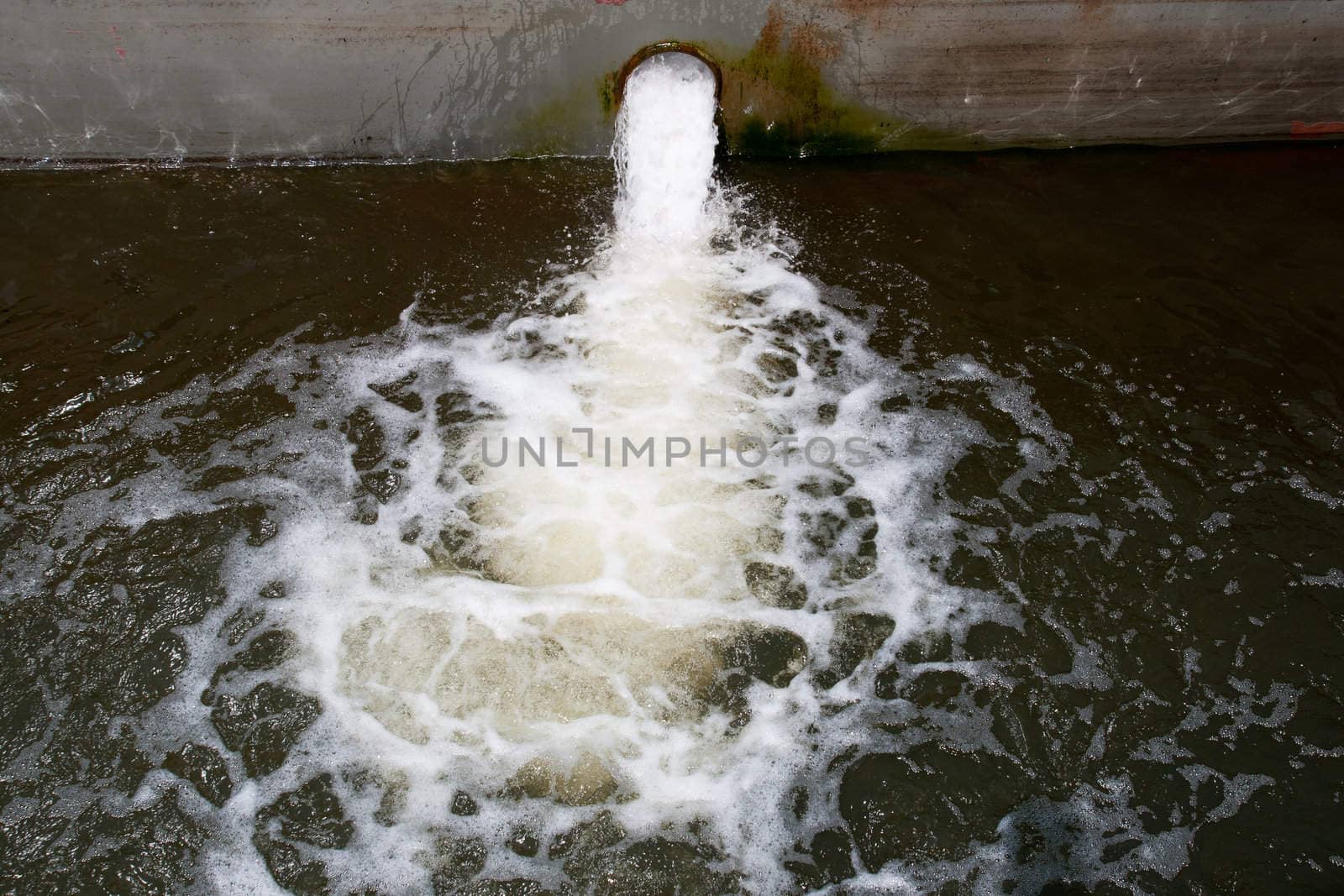 water pollution from hole to the river