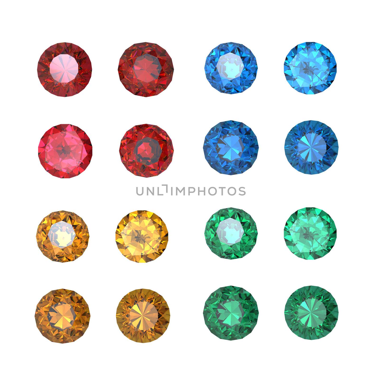 Collections of gems isolated on white background. Gemstone