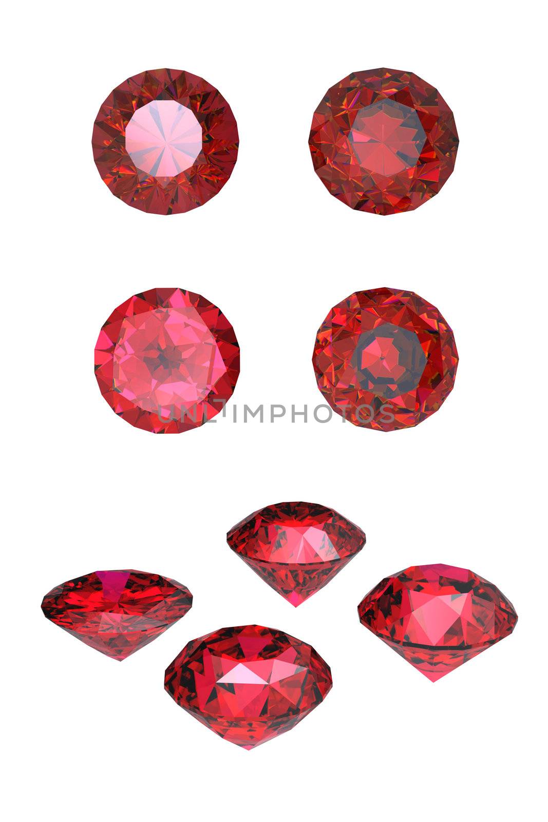 Round garnet isolated on white background. Gemstone