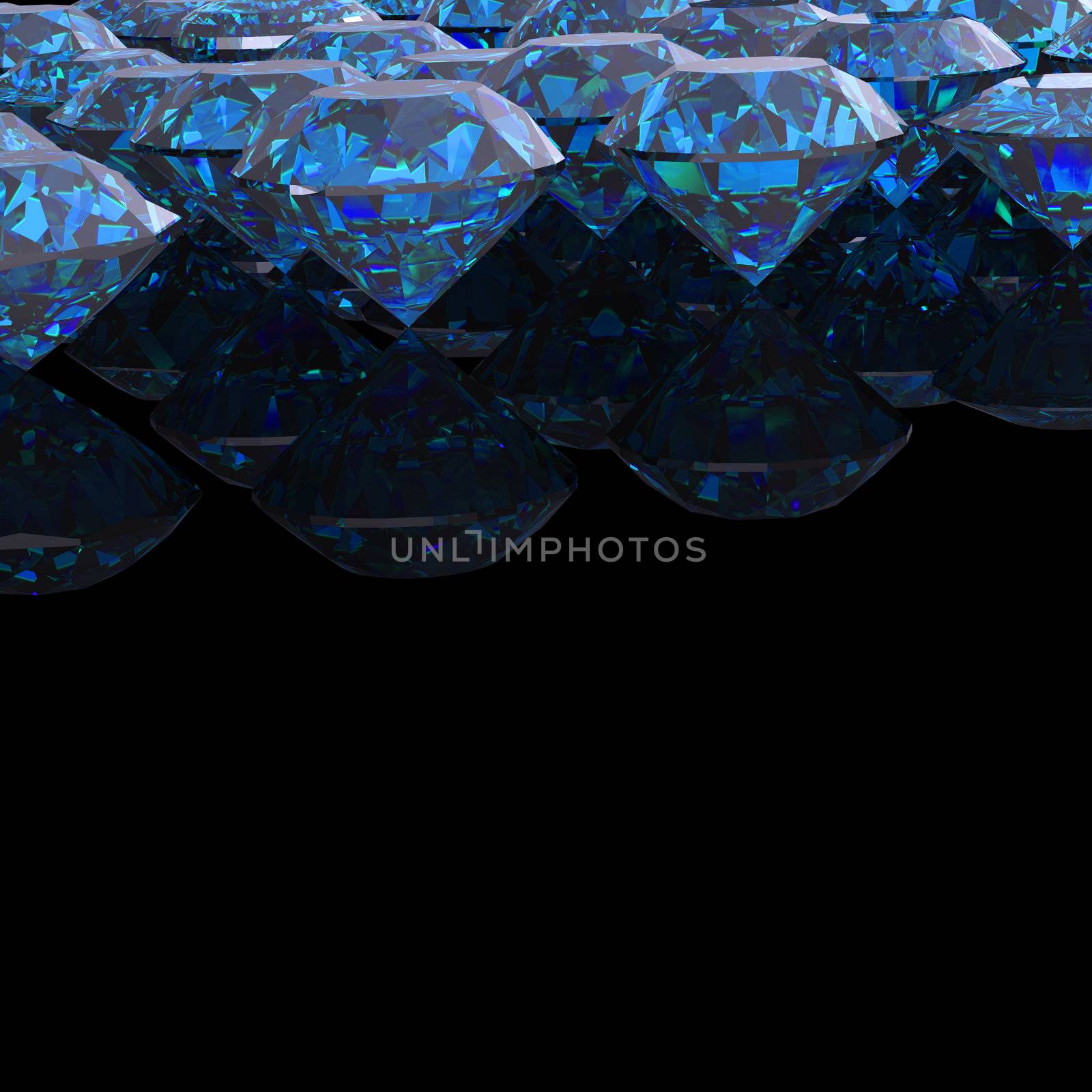 Swiss blue topaz on black .Jewelry background