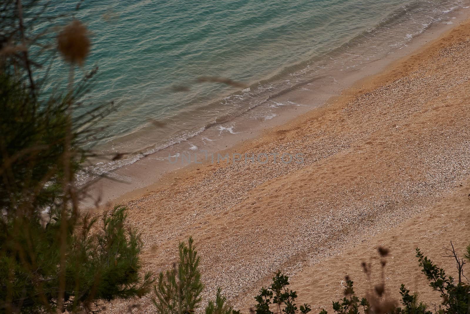 view from mountains on beach grass and sedge