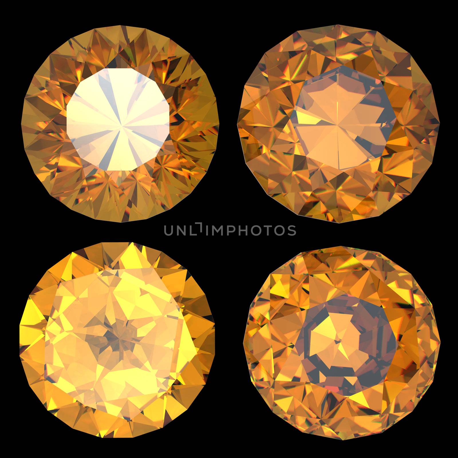 Round citrine isolated. Gemstone