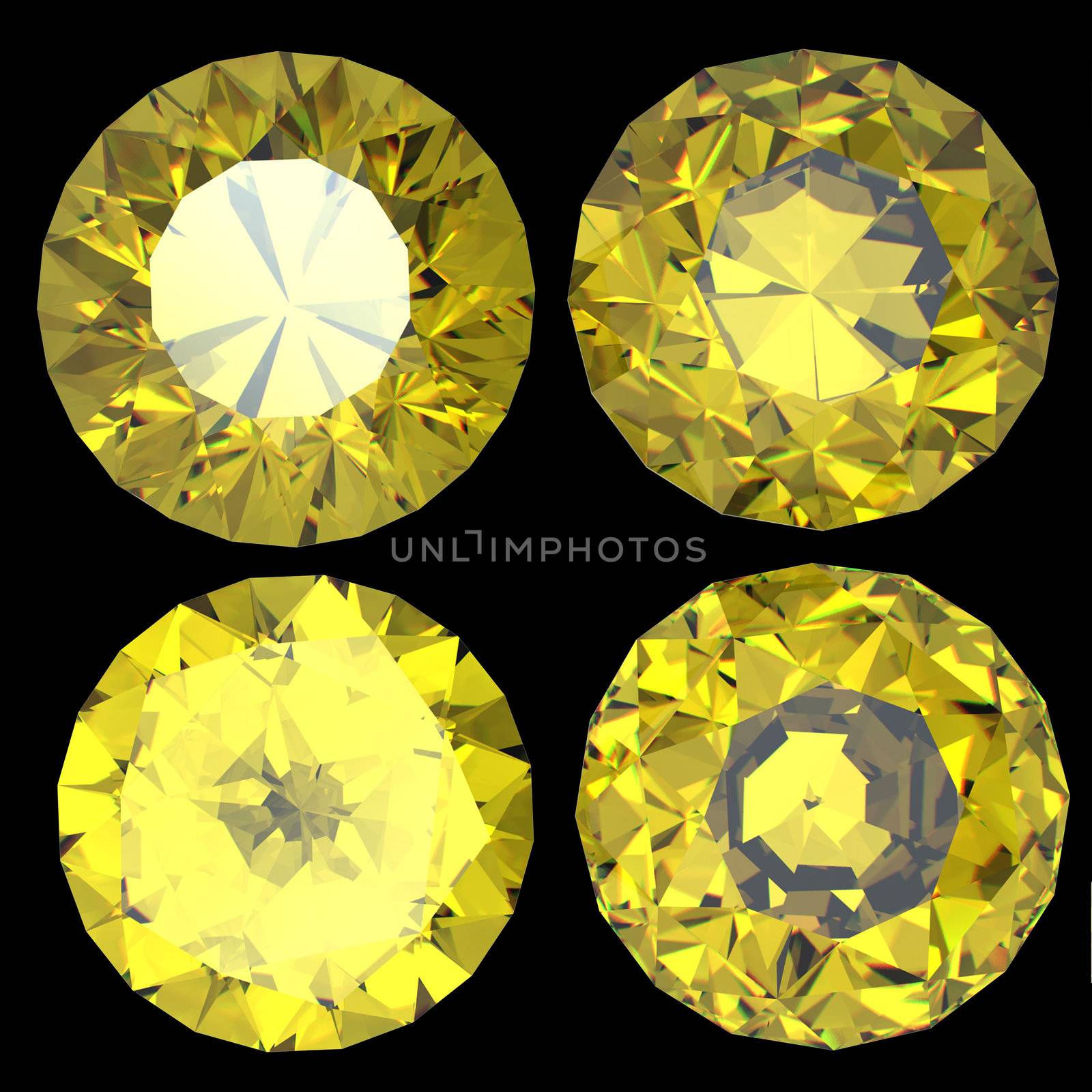 Round yellow sapphire  isolated on white background. Gemstone