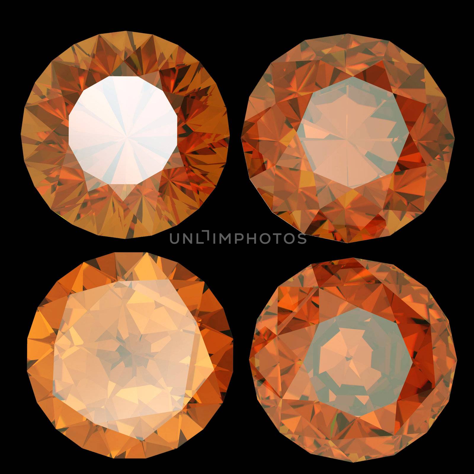 Round cognac diamond isolated on white background. Gemstone