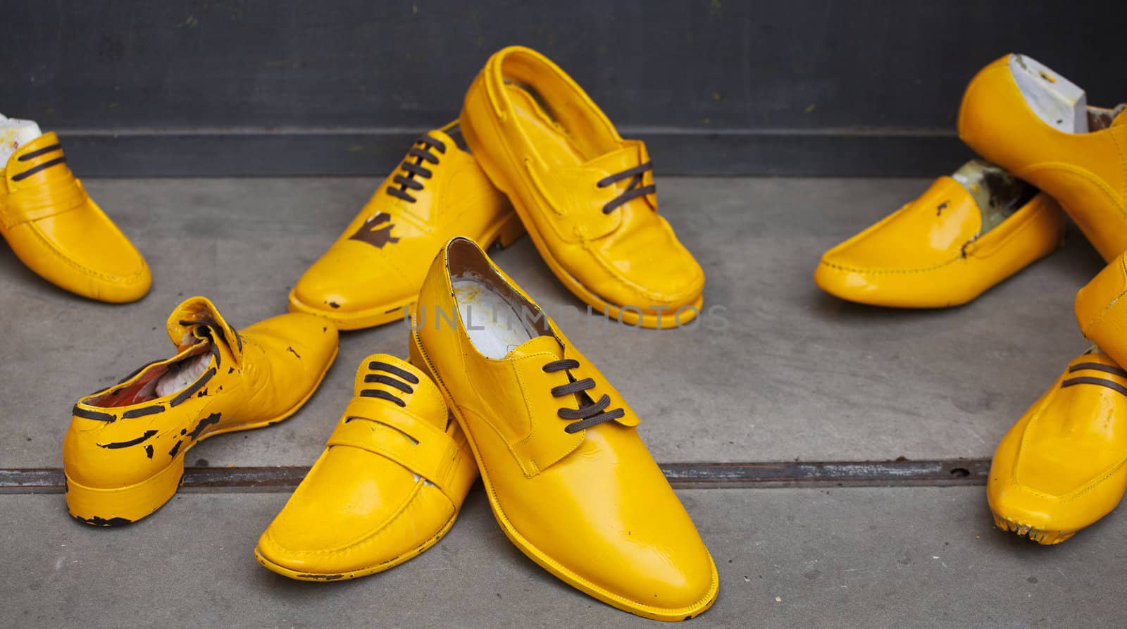 A lot of Yellow shoes