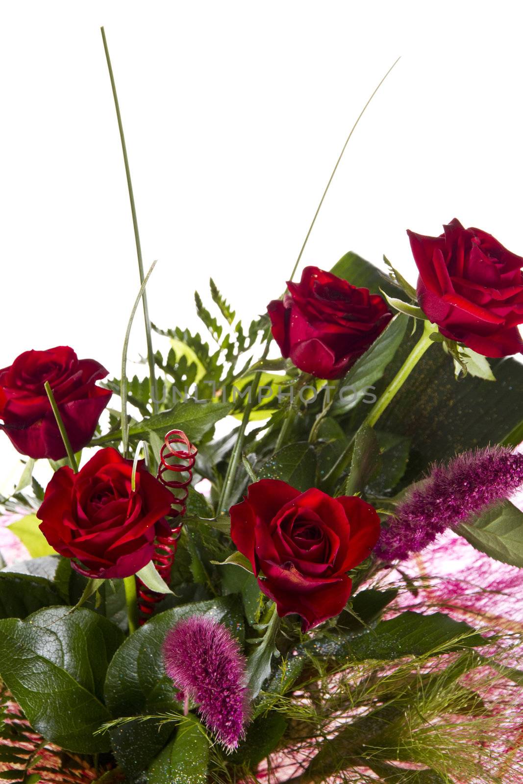 Bouquet of red roses isolatet on white background