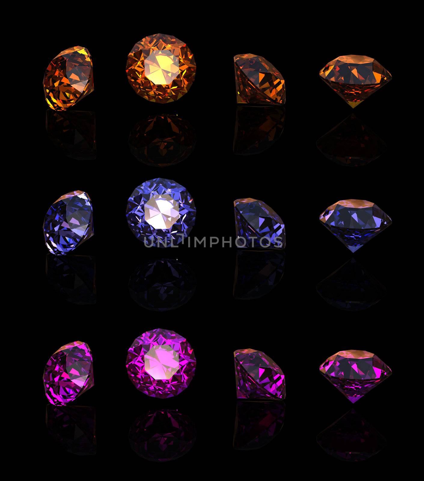 Collections of gems isolated on white background. Gemstone