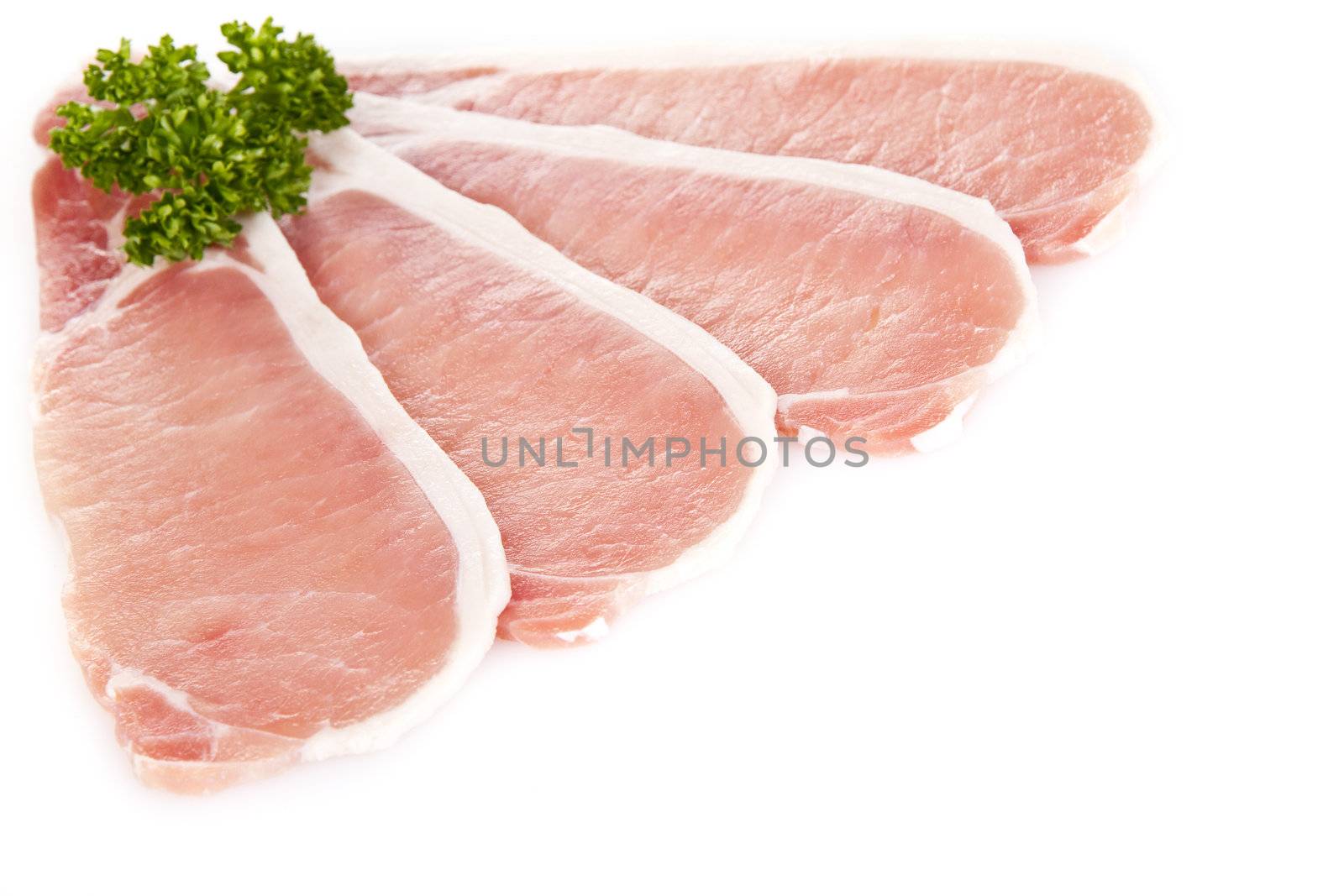 Sliced bacon isolated over white background