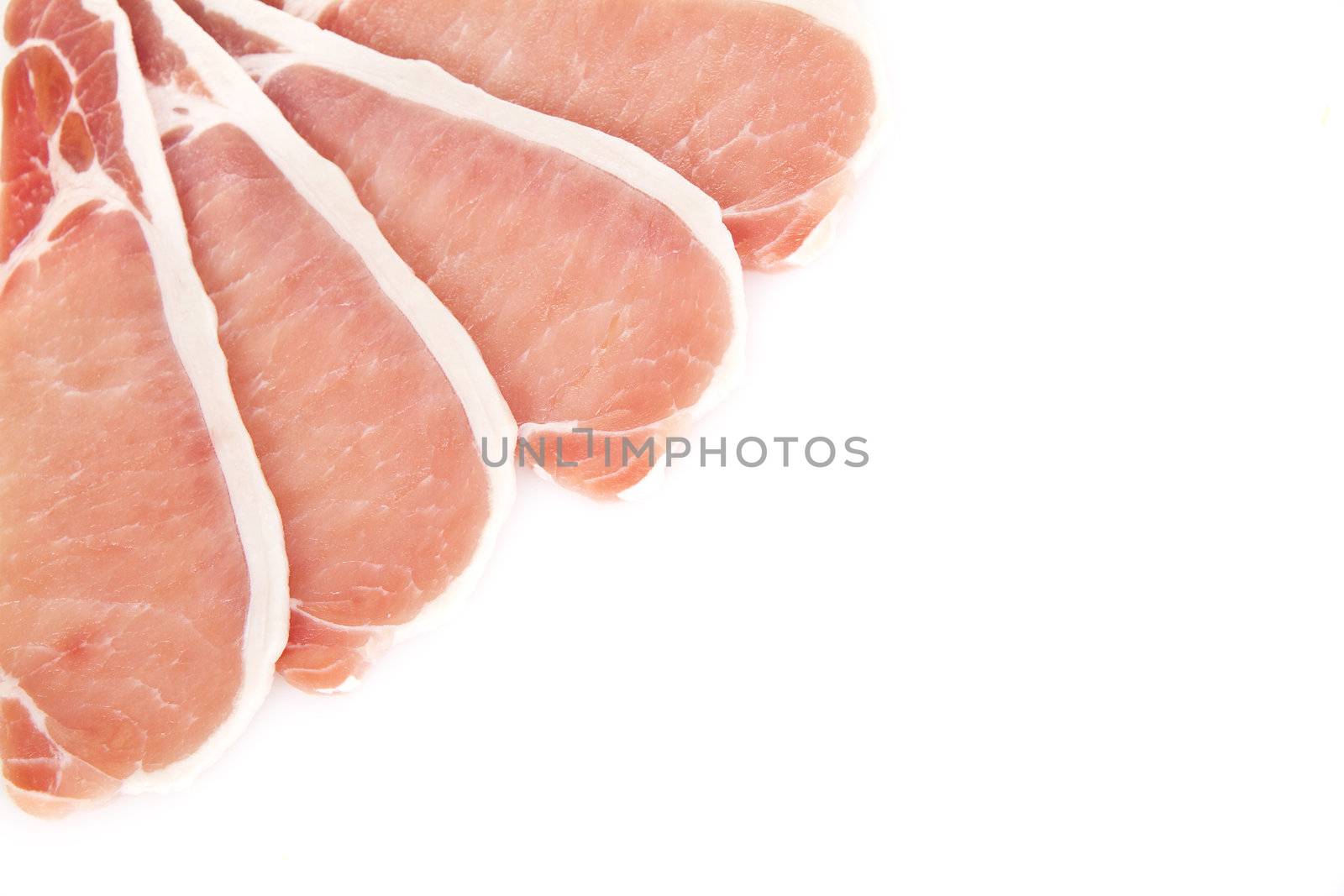 Sliced bacon isolated over white background