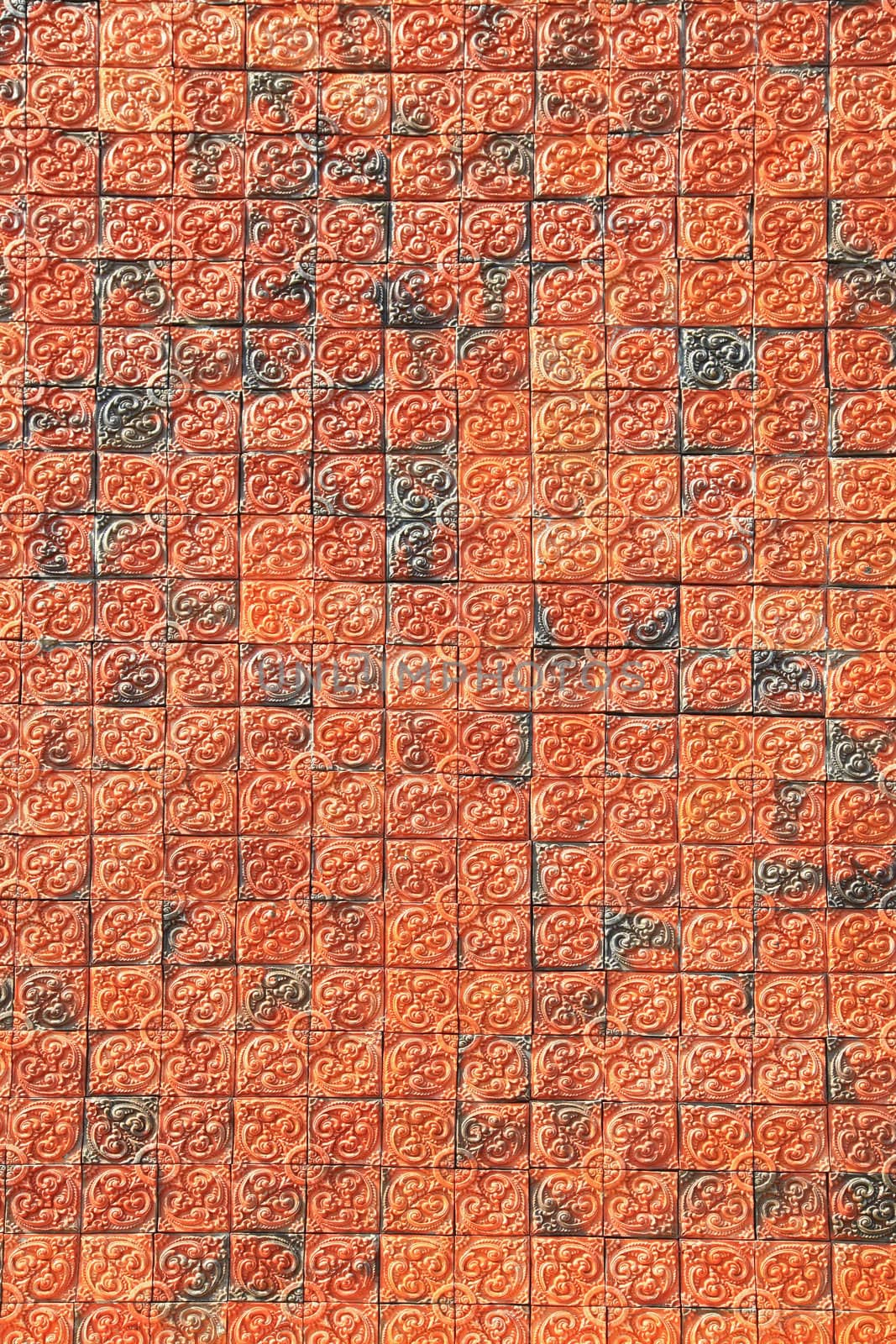 Traditional ornamental red brick wall