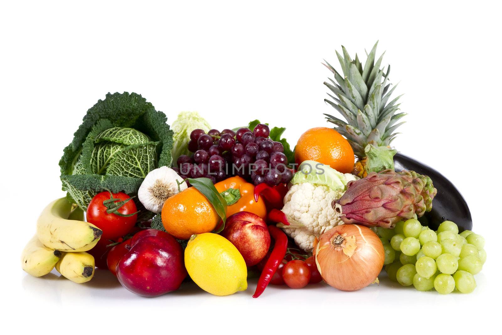 Fruits and Vegetables isolated over white