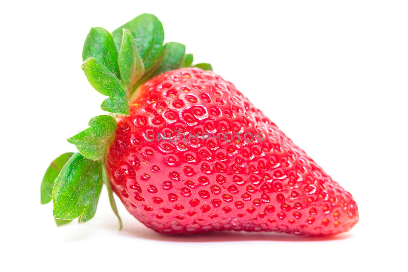 Ripe Berry Red Strawberry on white background, closeup