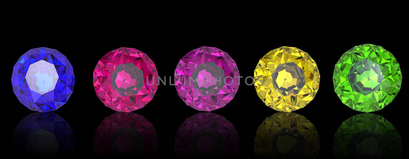 Collections of gems isolated on white background. Gemstone