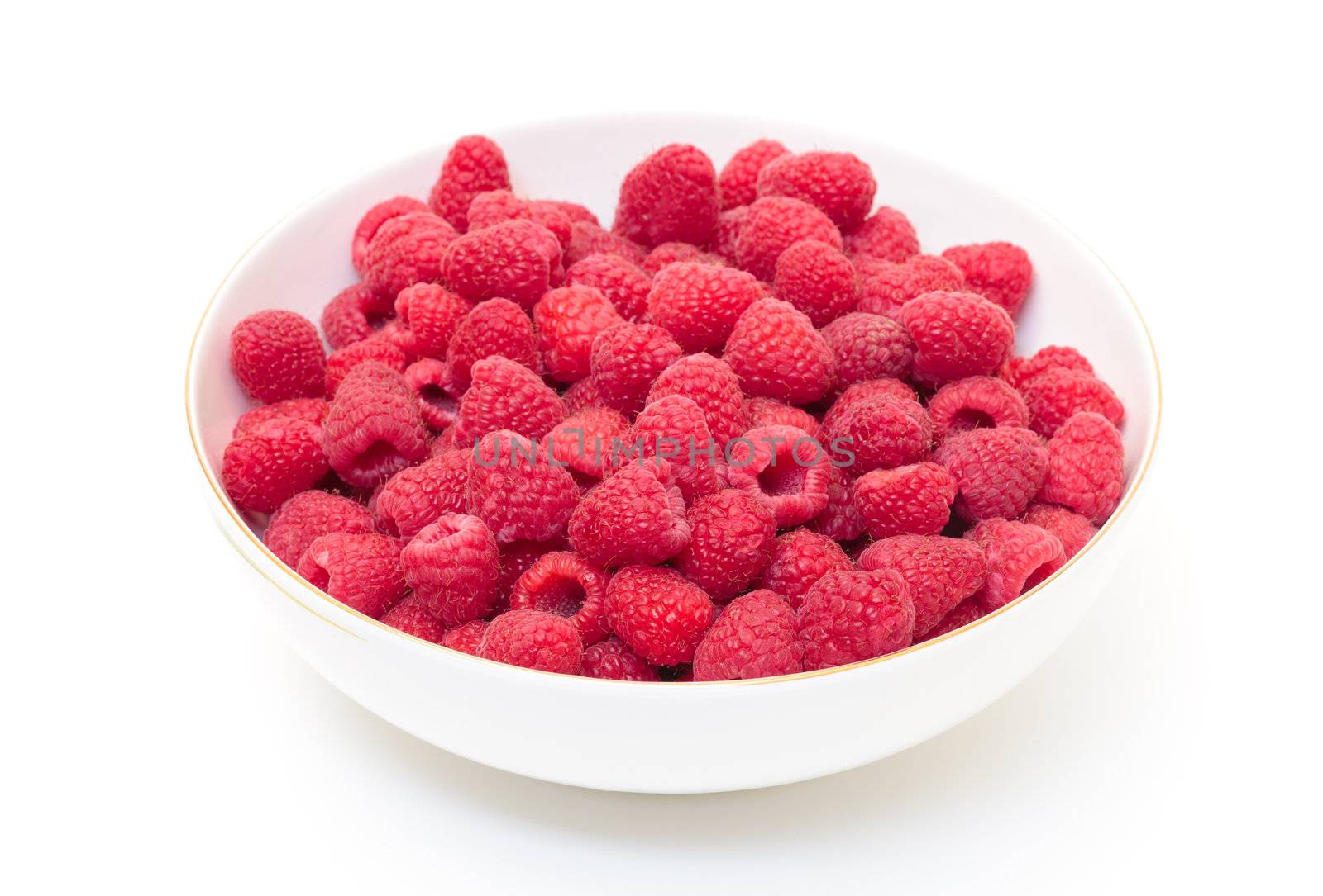 Ripe Berry Red Raspberry in Bowl by Discovod