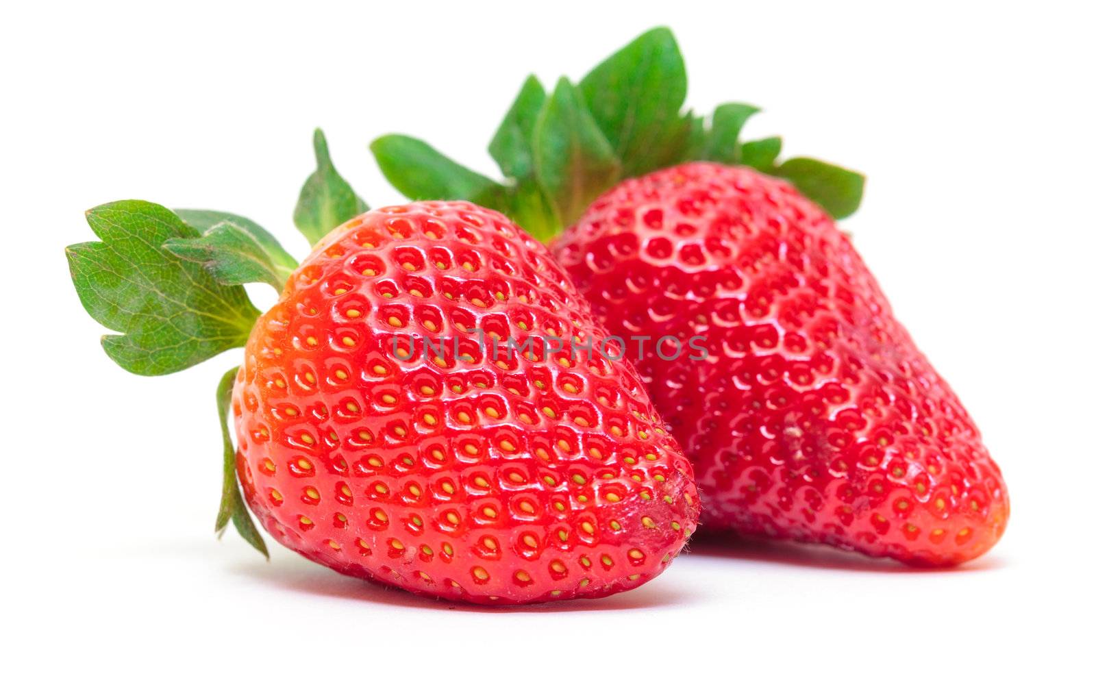 Ripe Berry Red Strawberry on white background, closeup