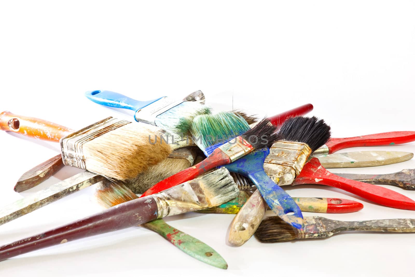 Paintbrushes on white background