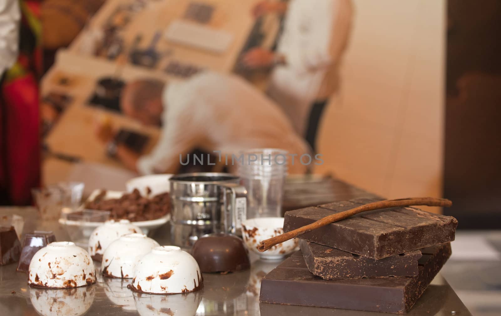 Chocolate and cinnamon on the table