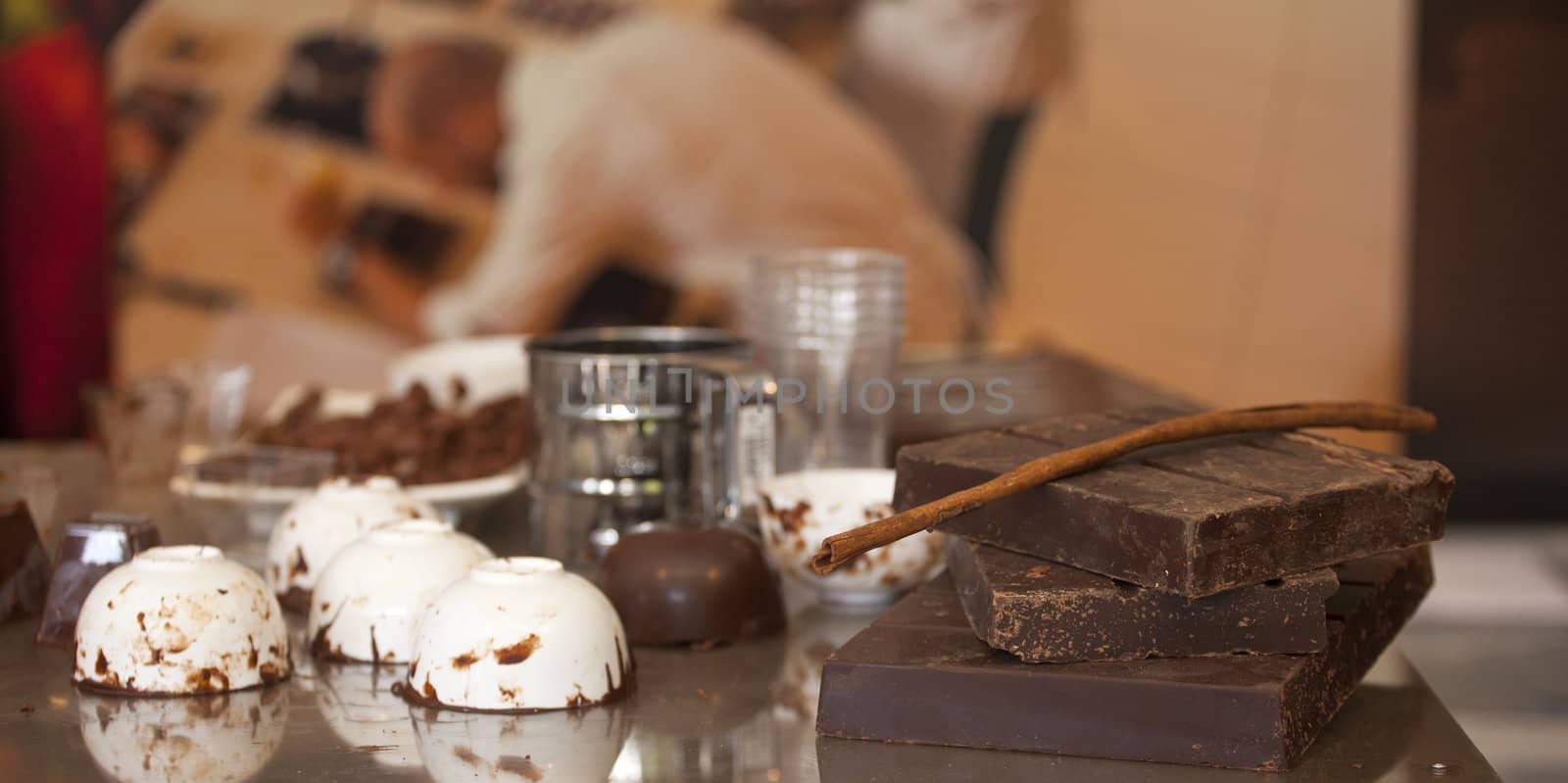 Chocolate and cinnamon on the table