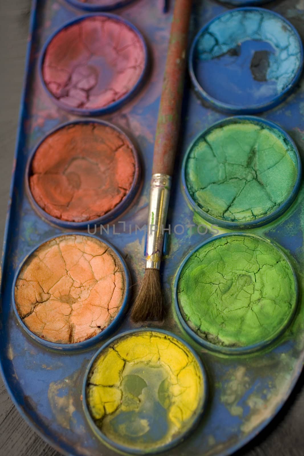 Photo of watercolors and paintbrush