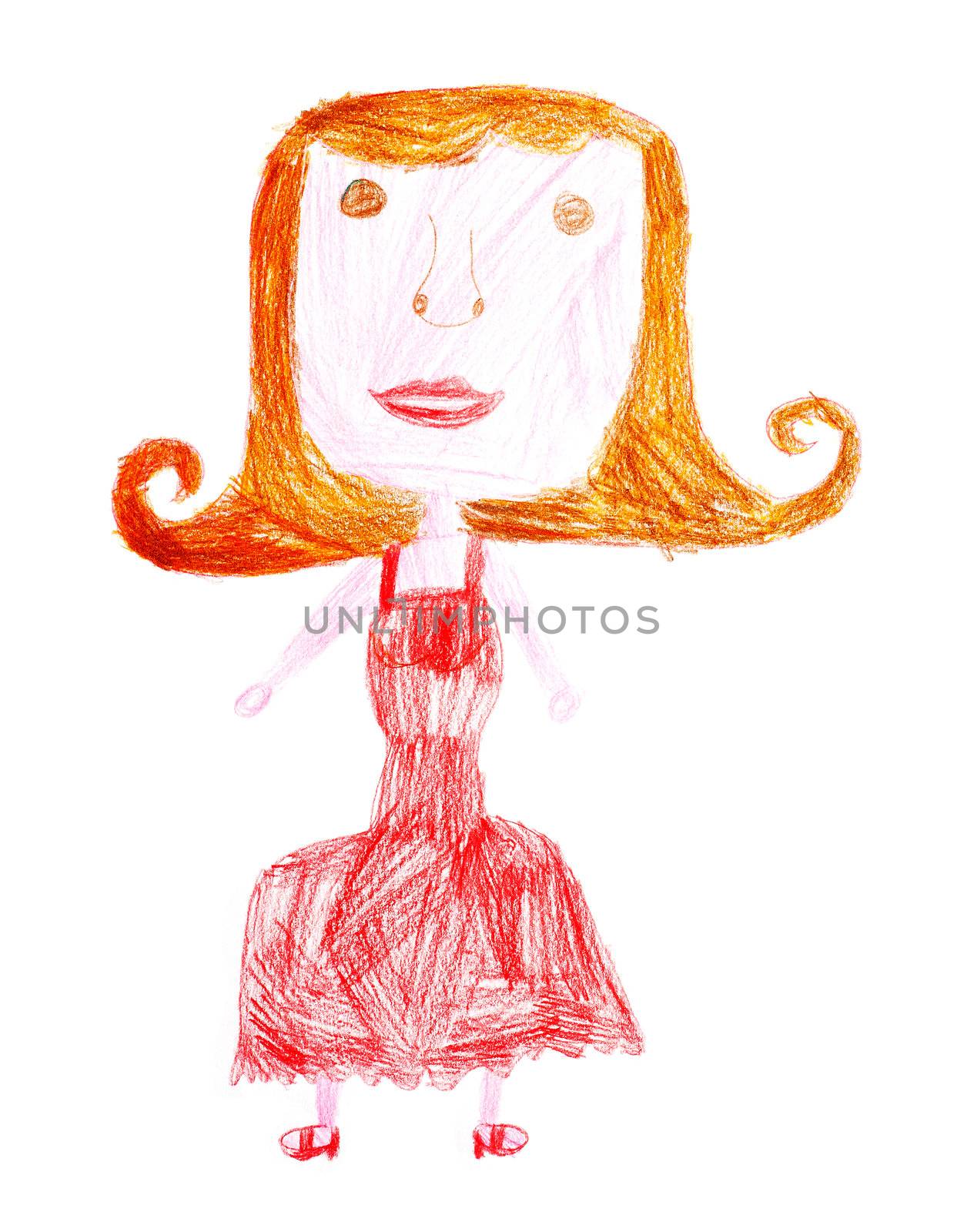 Woman in red - Child colour drawing