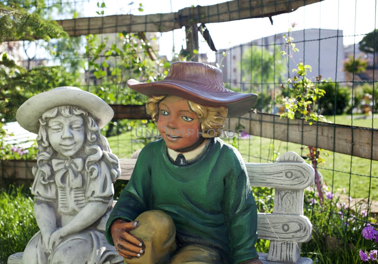 Painted statue in the garden