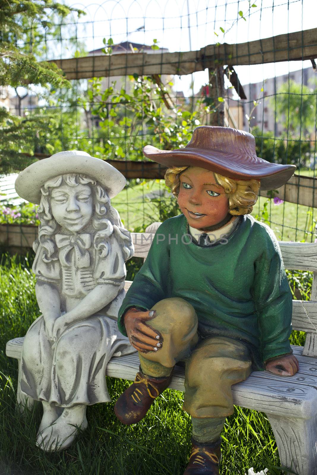 Painted statue in the garden