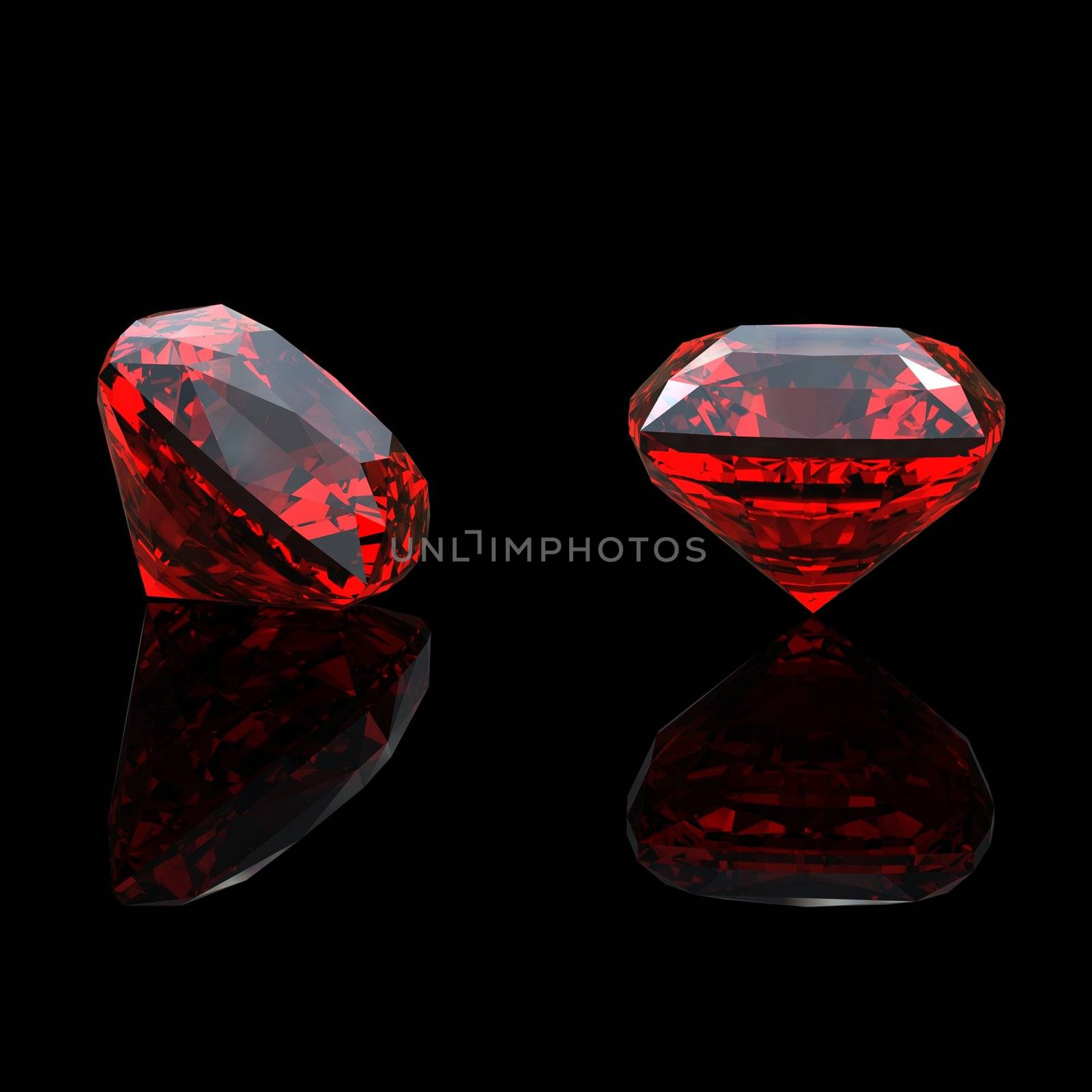 Jewelry gems shape of square on black background. Ruby