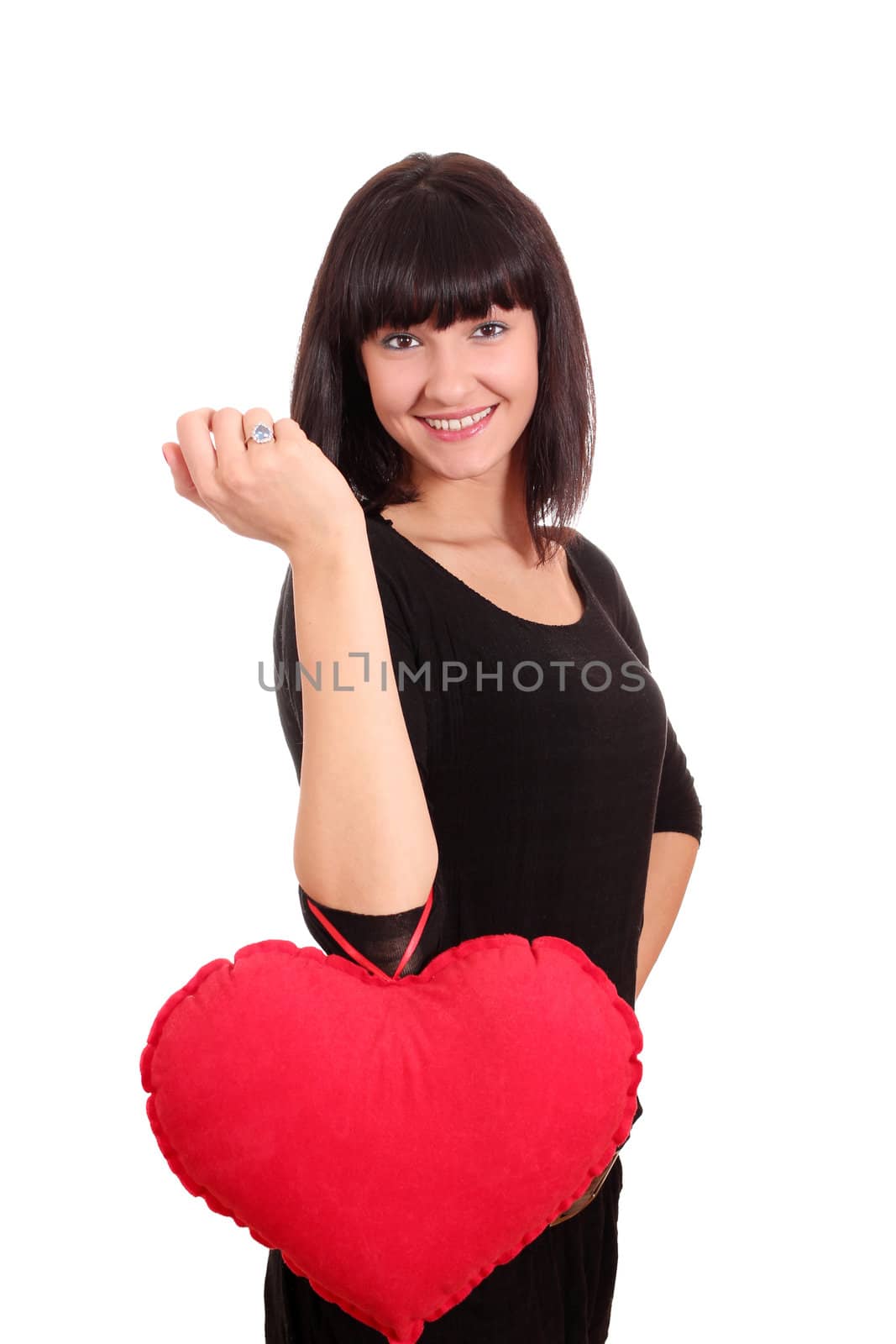 beauty girl with valentine heart posing by goce