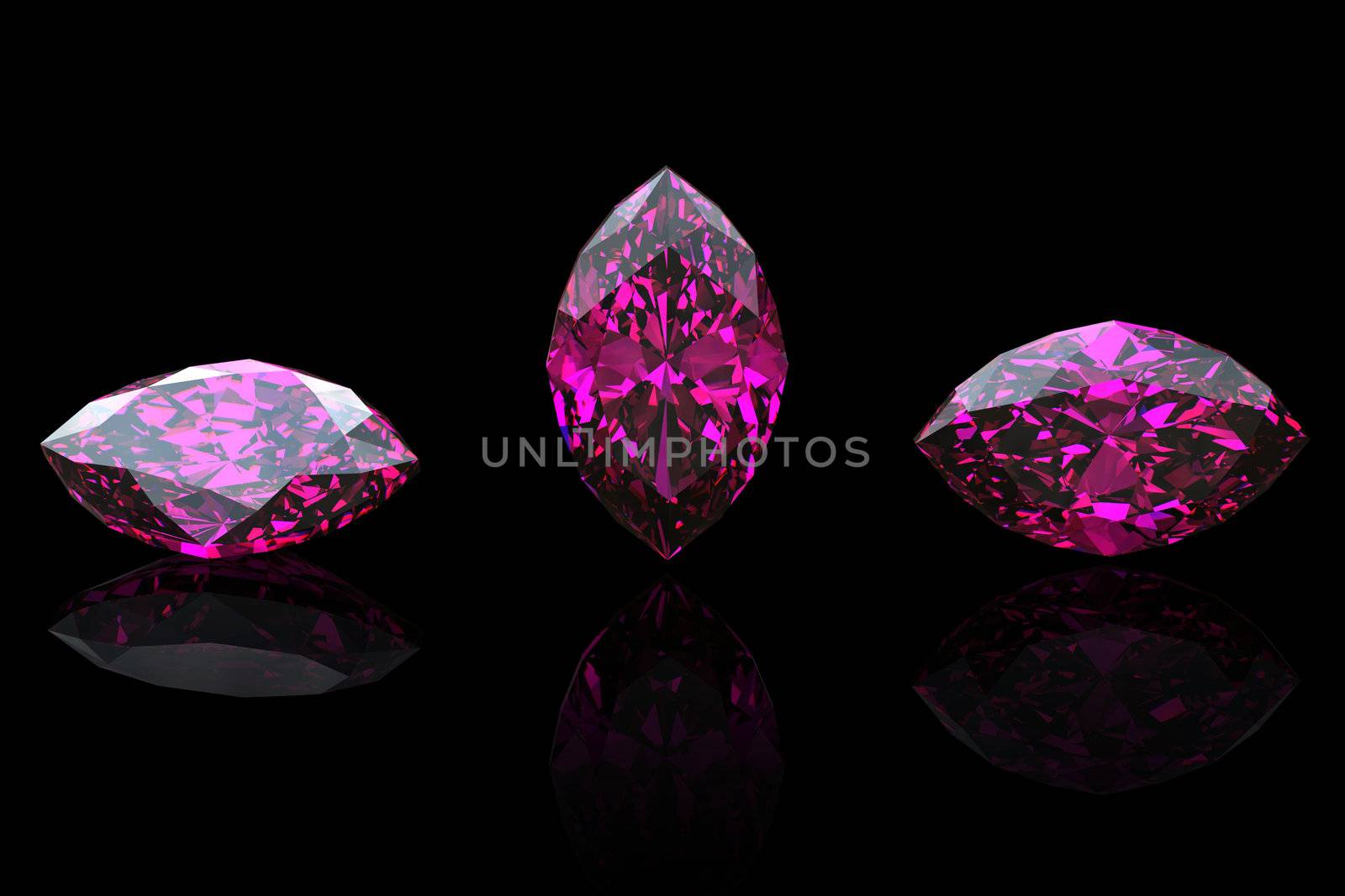 Amethyst.  Marquis. Collections of jewelry gems on black background