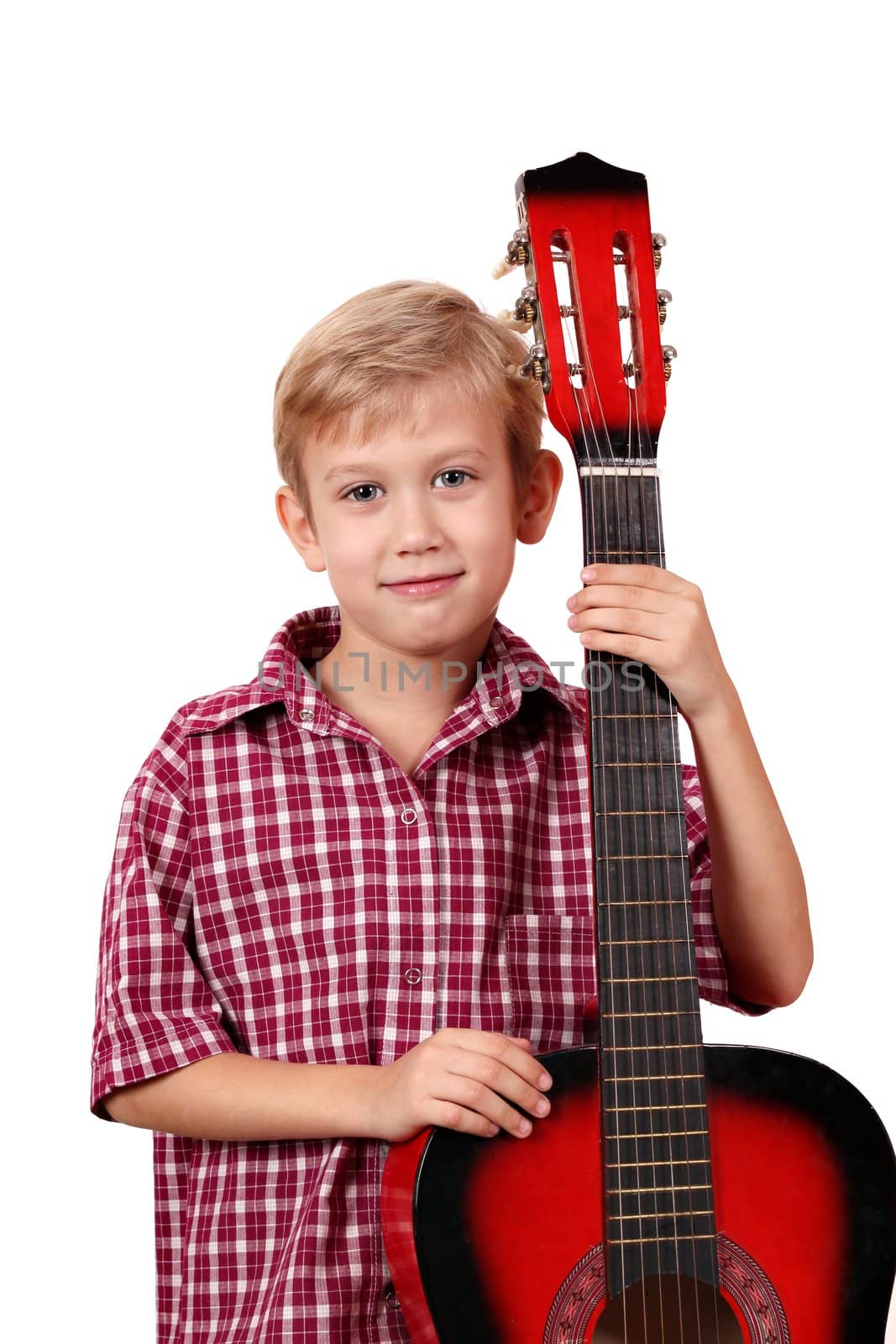 boy posing with guitar by goce