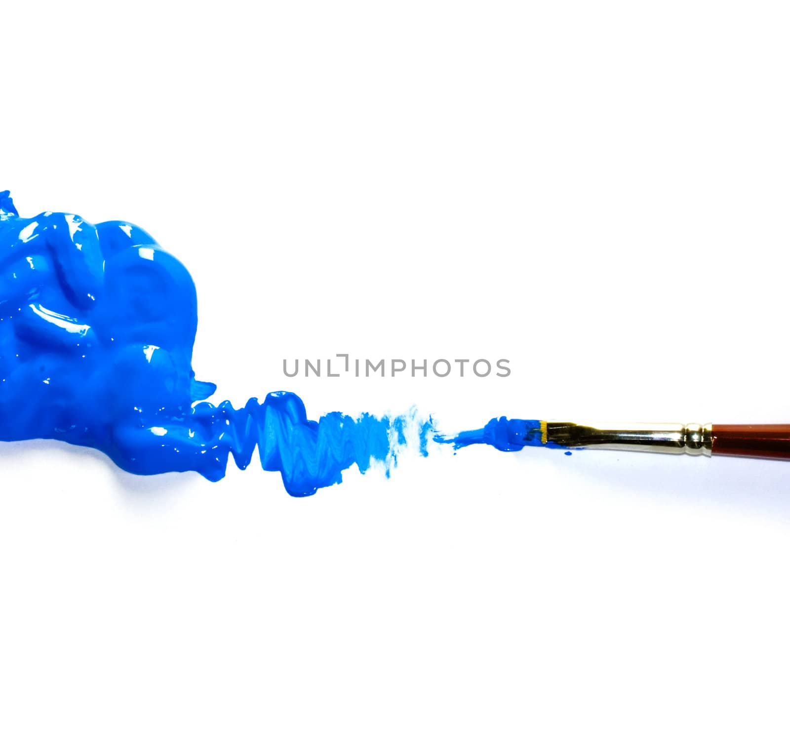 Paintbrushes with Blue Colors on white