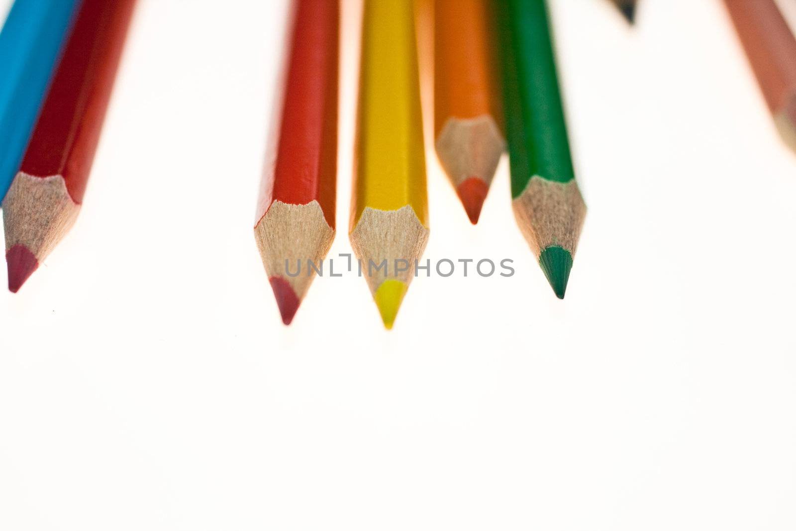 A lot of Colorful pencil on a white background