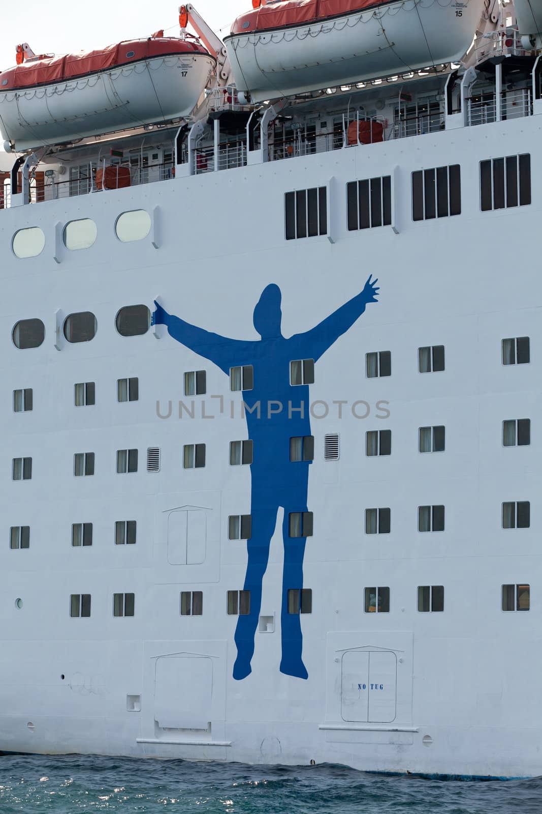 The passenger ship in port.
