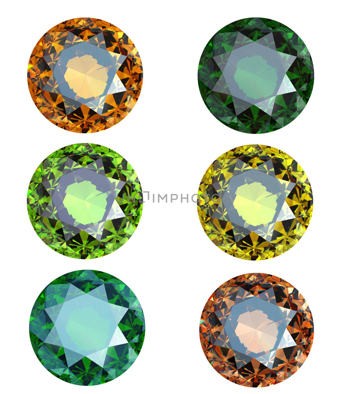 Collections of gems isolated on white background. Gemstone