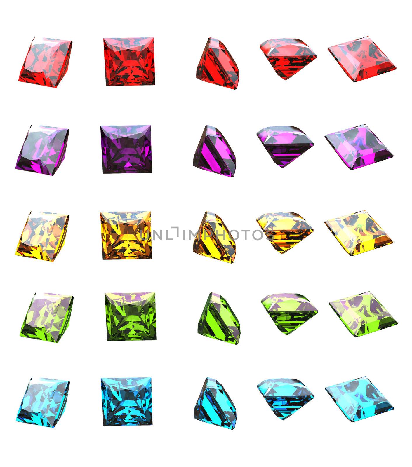 Jewelry gems shape of square on white background.