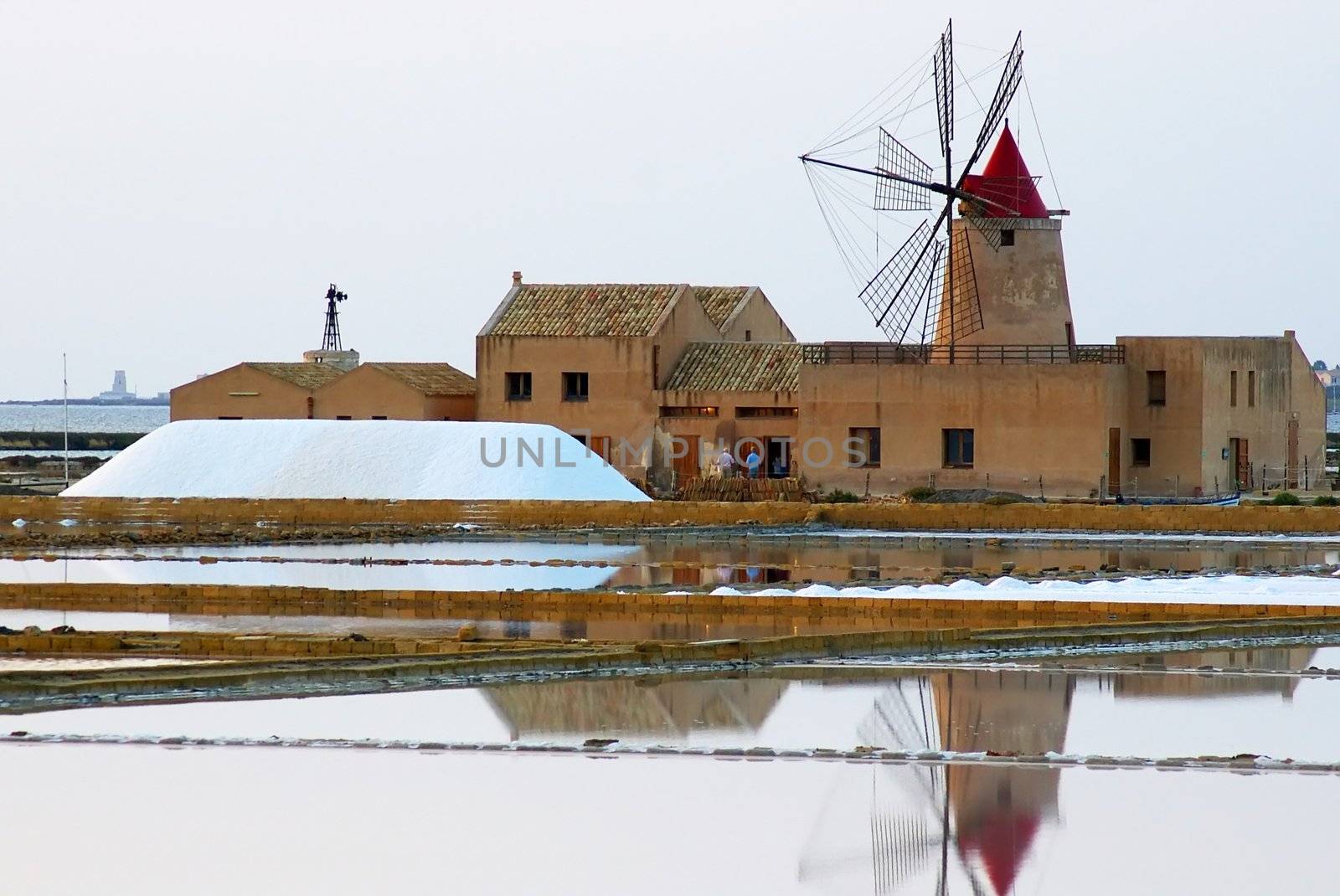 Windmill at Marsala, Saline, in Sicily Italy